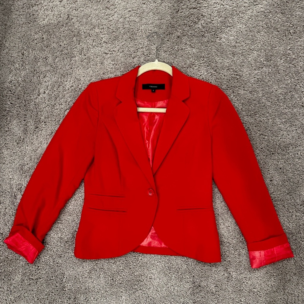 F21 Red Blazer - S